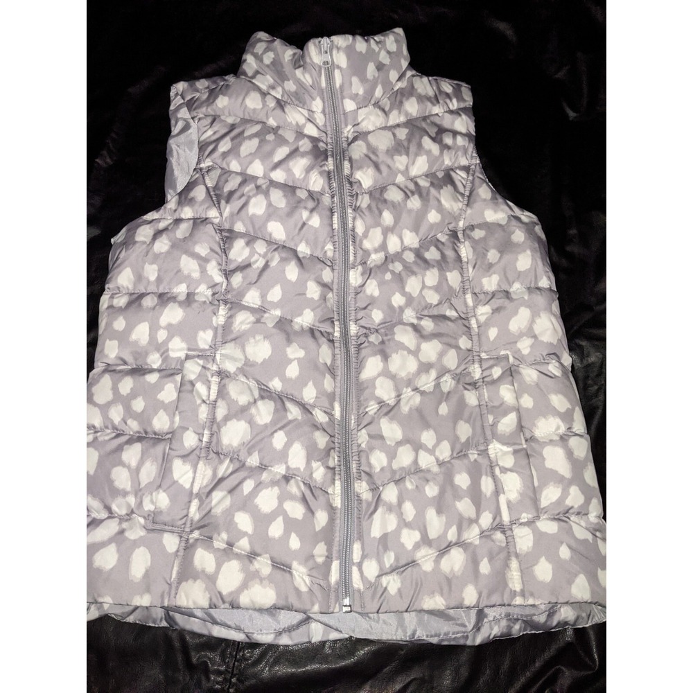 Land's End Puffer Vest Size Small 6-8‎ Gray Dotted Full Zip Pockets